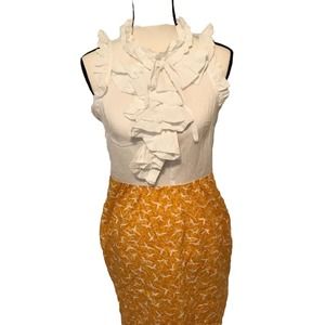 Anthropologie Girls From Savoy Sunny Soiree Dress in Yellow/White - Size Six